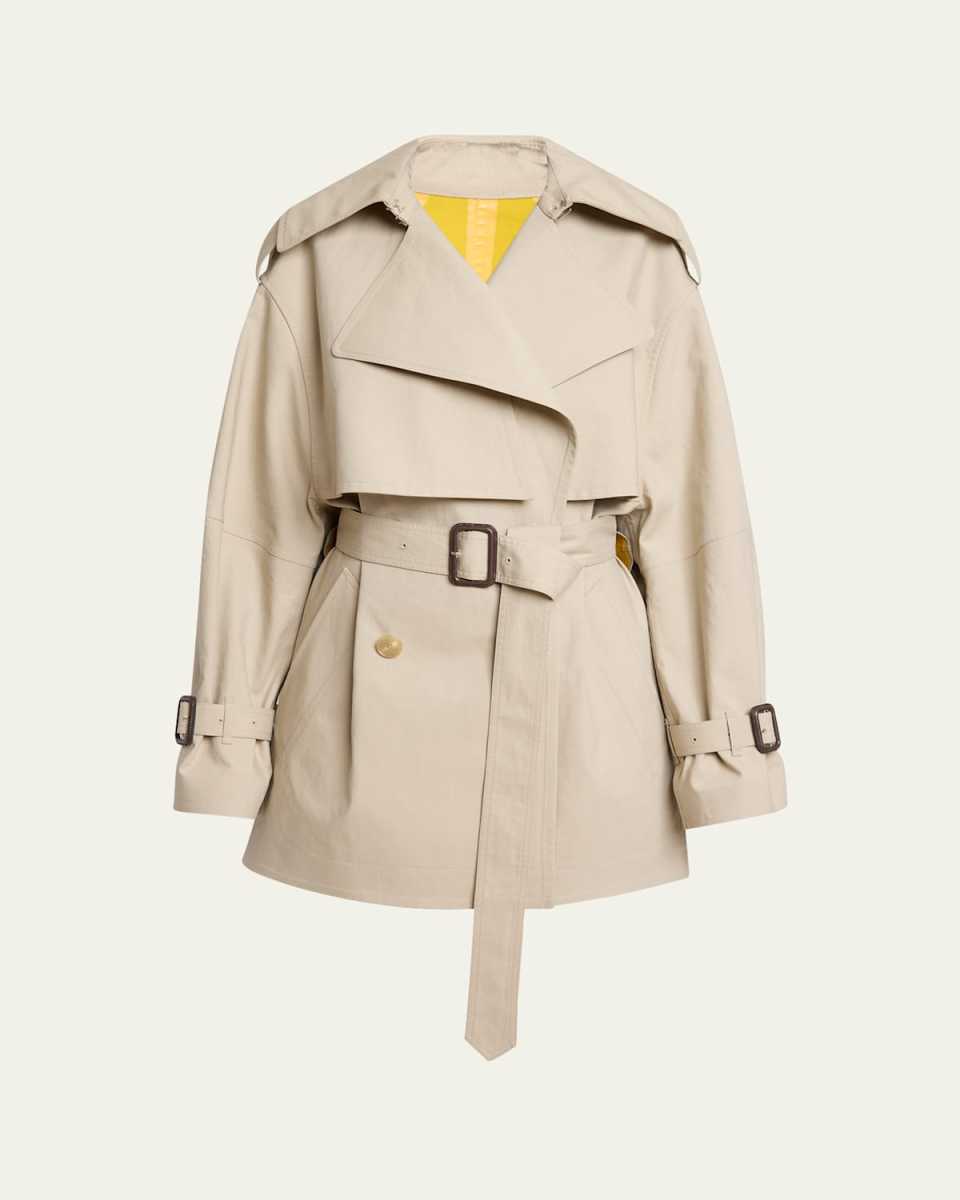 Belted Short Cocoon Trench Coat